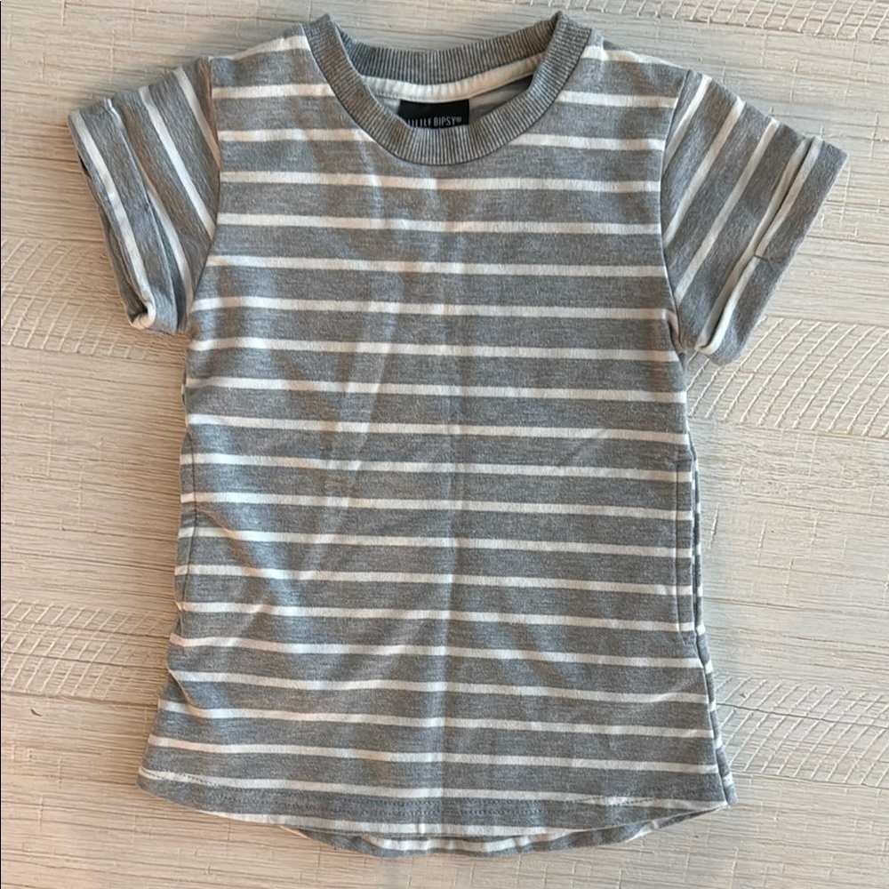Little Bipsy Gray Striped Dress, 6-12 Months